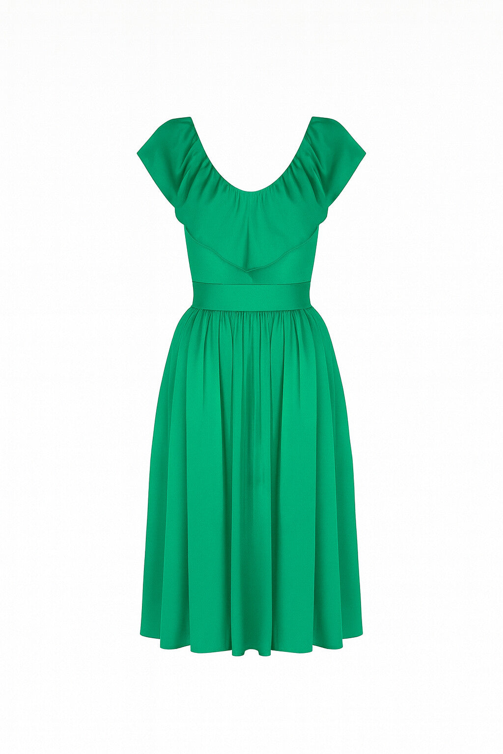 Rochie verde, elegantă ,cu volane|Marina Elifer - Marinaelifer