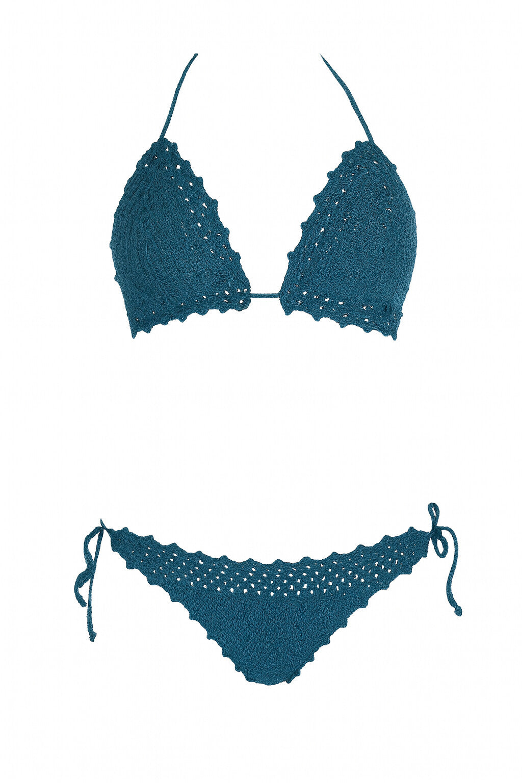 Bikini croșetat albastru din două piese, handmade | Marina Elifer - Marinaelifer